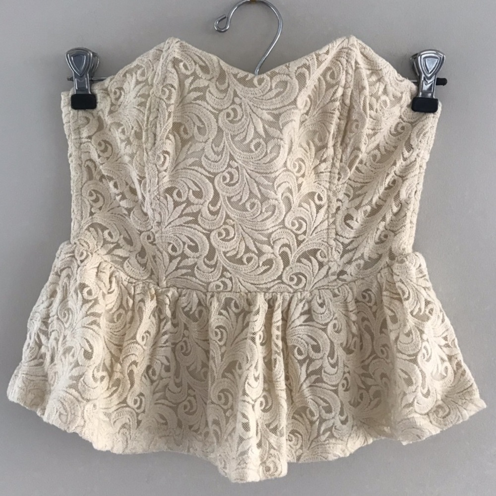 Cream Lace Peplum Top